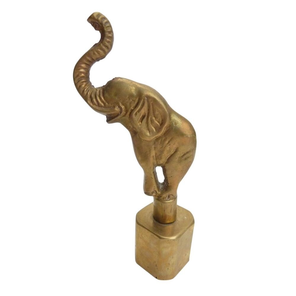 Vintage Brass Elephant Figurine Paperweight Small Indian Statue Heavy Decor
